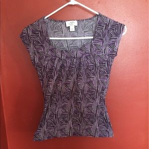 NWOT Purple, white and black square necked tee