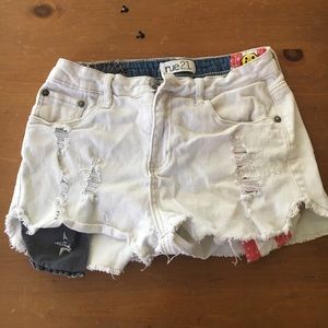 White distressed shorts