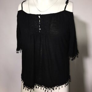 Off the Shoulder, Black, Woman Top