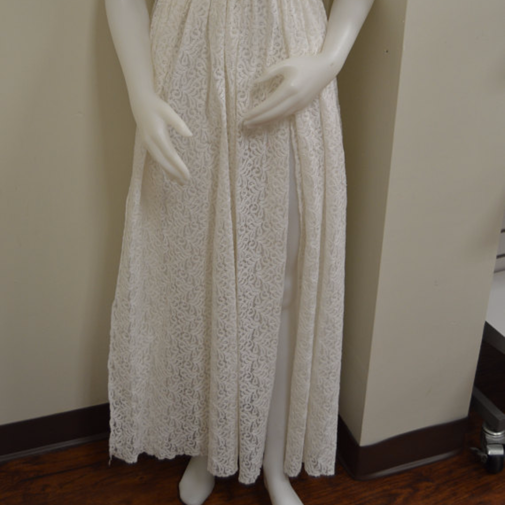 Ivory brocade terrycloth halter sheer maxi dress - Picture 4 of 4