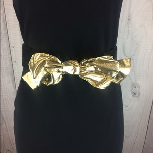 GINNIE JOHANSEN Vintage 80's Gold Bow Velvet Belt