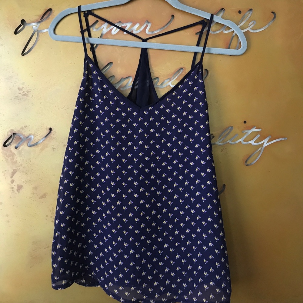 Sheer floral print tank top