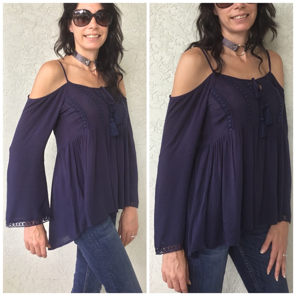 Navy Off the Shoulder Tunic - Picture 4 of 4