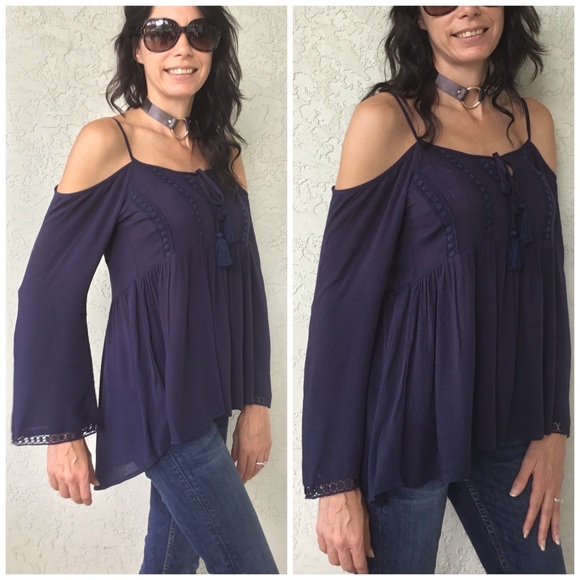 Navy Off the Shoulder Tunic - Picture 4 of 4