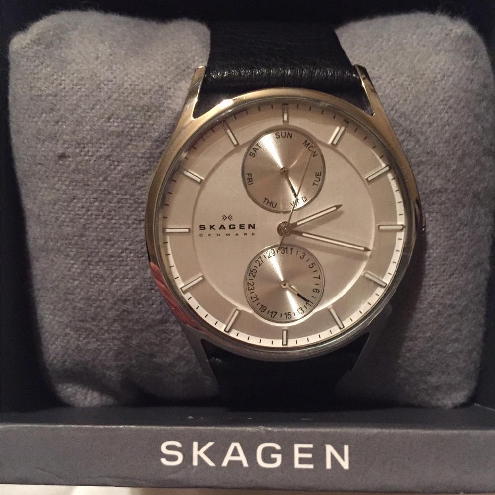 Skagen Black Leather Watch