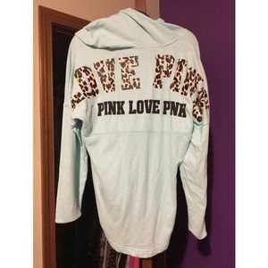 Baby blue pink brand long sleeve hoodie