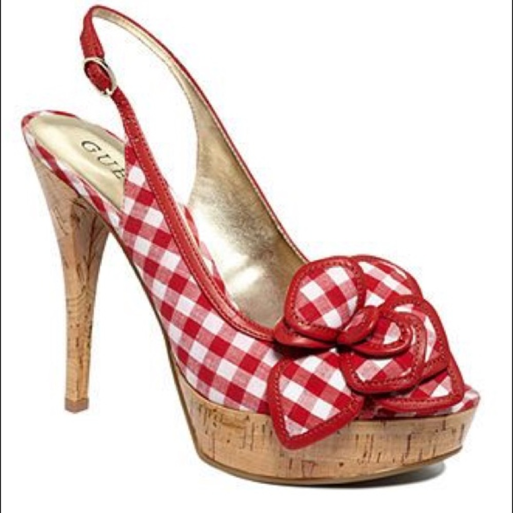 Guess peep toe slingback heel