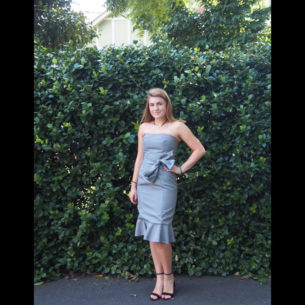 Max and Cleo Strapless Gingham Dress NEW