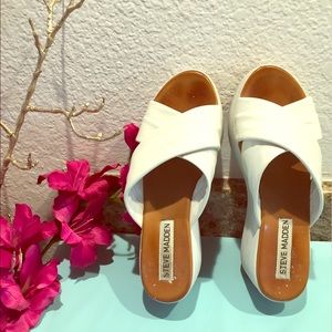 White leather Steve Madden wedges