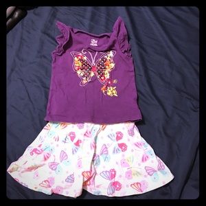 Toddler girl's butterfly shirt and skort outfit