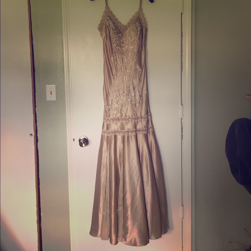 Sue Wong champagne gold dress