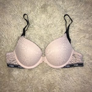 Pink Lace Cheetah Pink Victoria Secret Bra Push Up