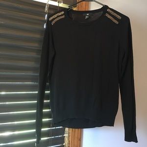 black long sleeve with beaded shoulders