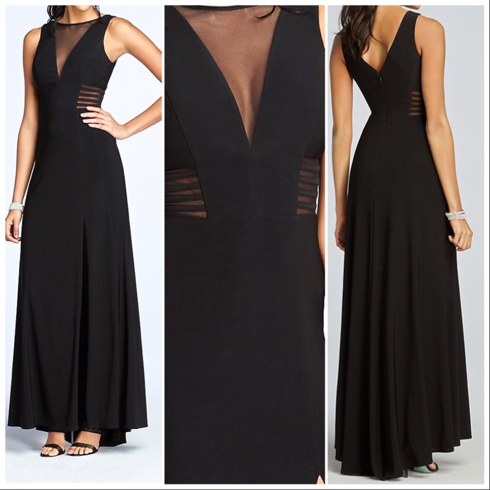 Long Evening Gown with Illusion Panels
