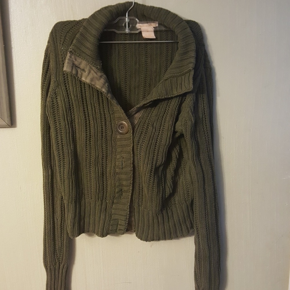 Forest Green Button Down Sweater - image 1