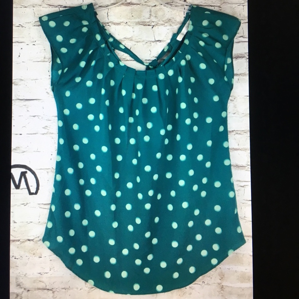 Lauren Conrad teal XS top blouse keyhole tie back