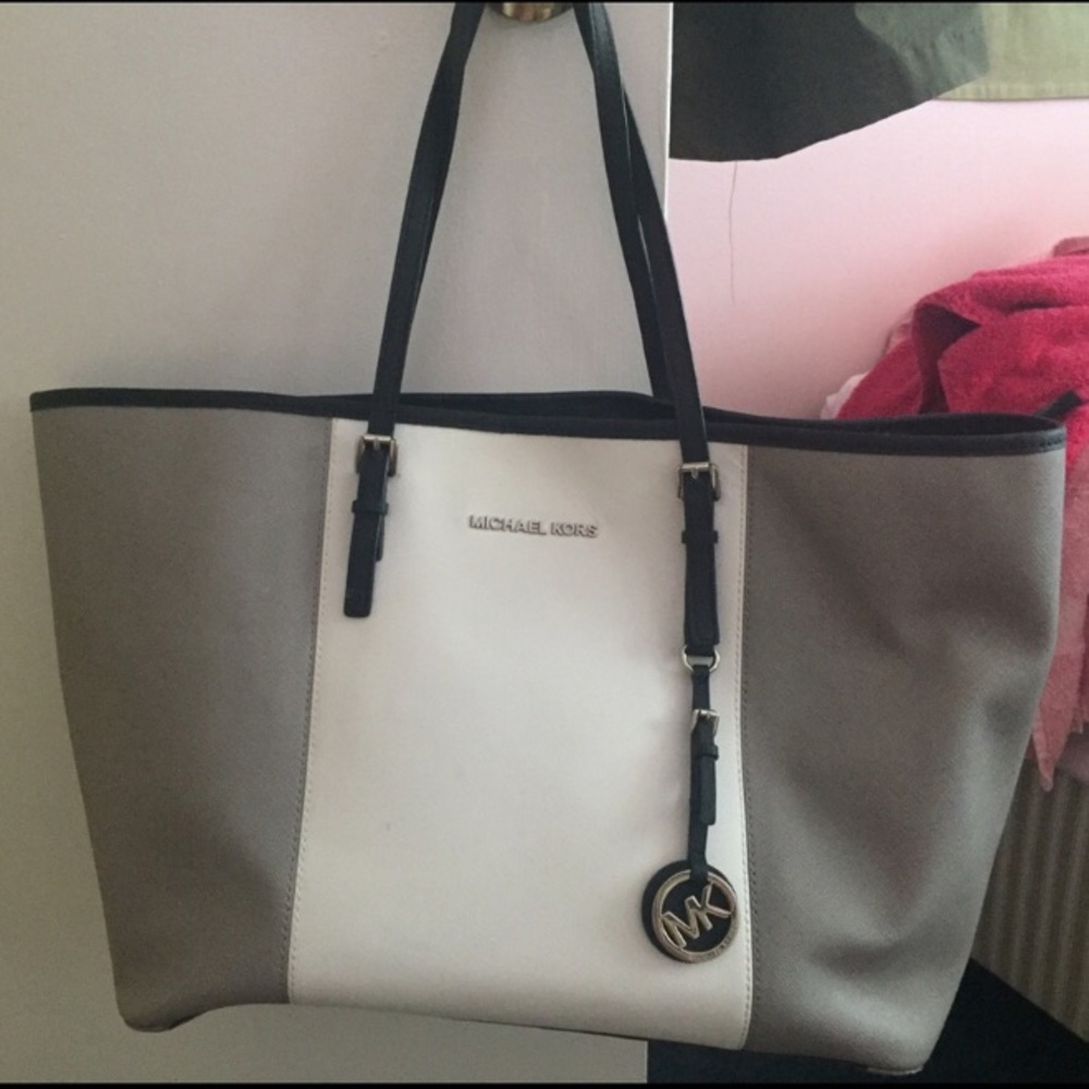 Michael Kors white and grey tote
