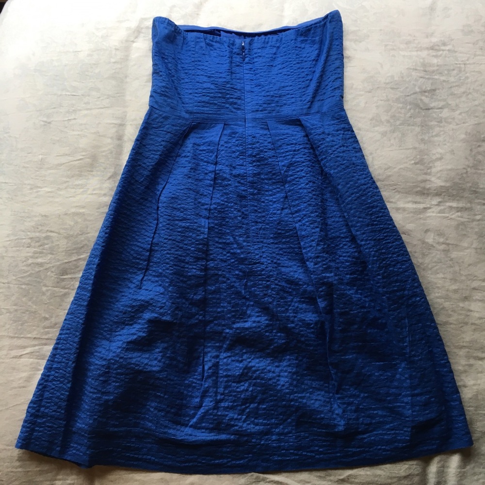 Jcrew Bright Blue Lorelei Strapless Embossed Dress - image 3