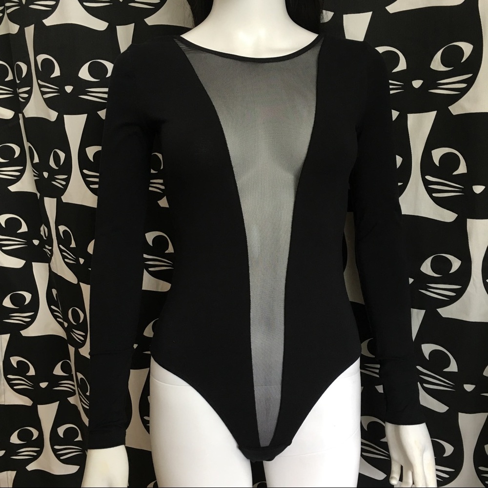 American Apparel Gloria Mesh Deep V Bodysuit