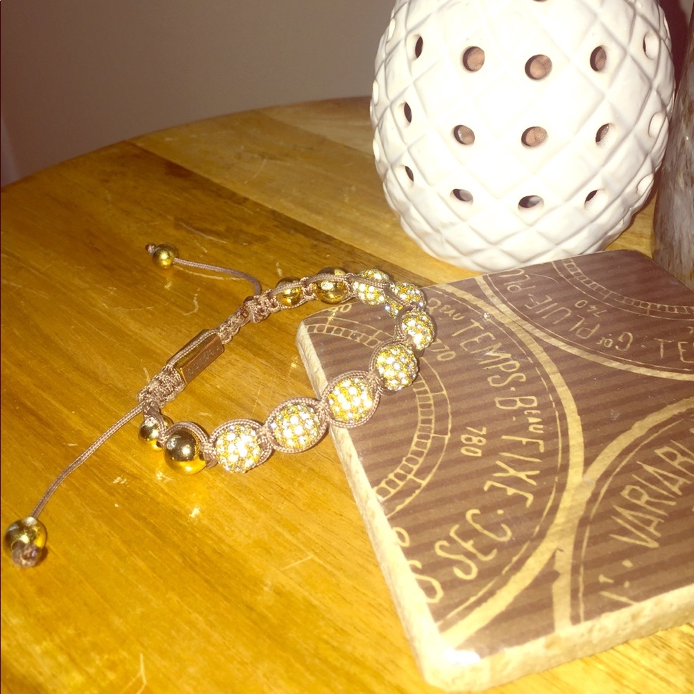 Brown and gold rhinestone bracelet