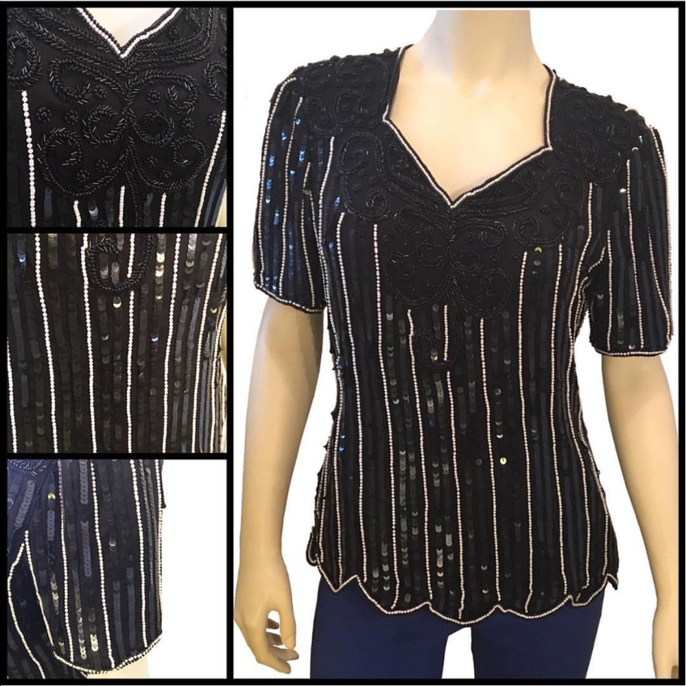 Black & Pearl Sequin Shirt