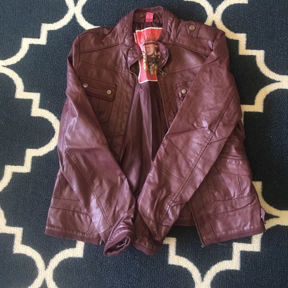 Burgendy faux leather jacket