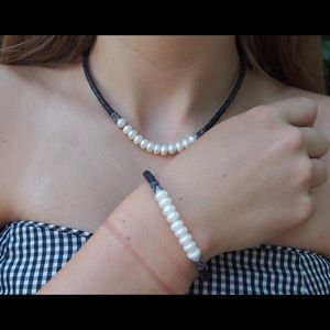 Brighton Pearl & Leather Bracelet/Necklace Combo