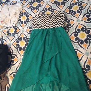 Strapless high low dress! Chevron!