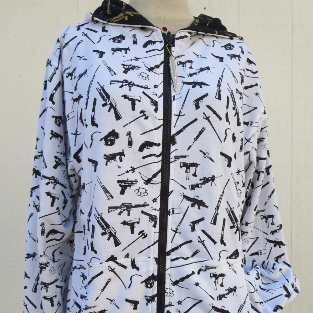 Cardboard Robot Black White Gold Reversible Hoodie