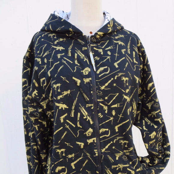 Cardboard Robot Black White Gold Reversible Hoodie - Picture 2 of 8