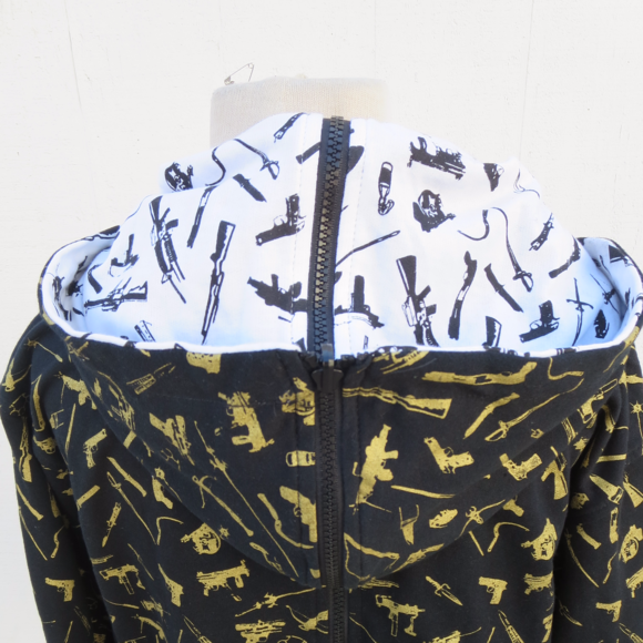 Cardboard Robot Black White Gold Reversible Hoodie - Picture 3 of 8