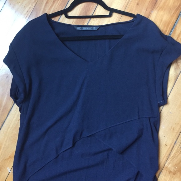 Zara navy high low crop top - Picture 4 of 4