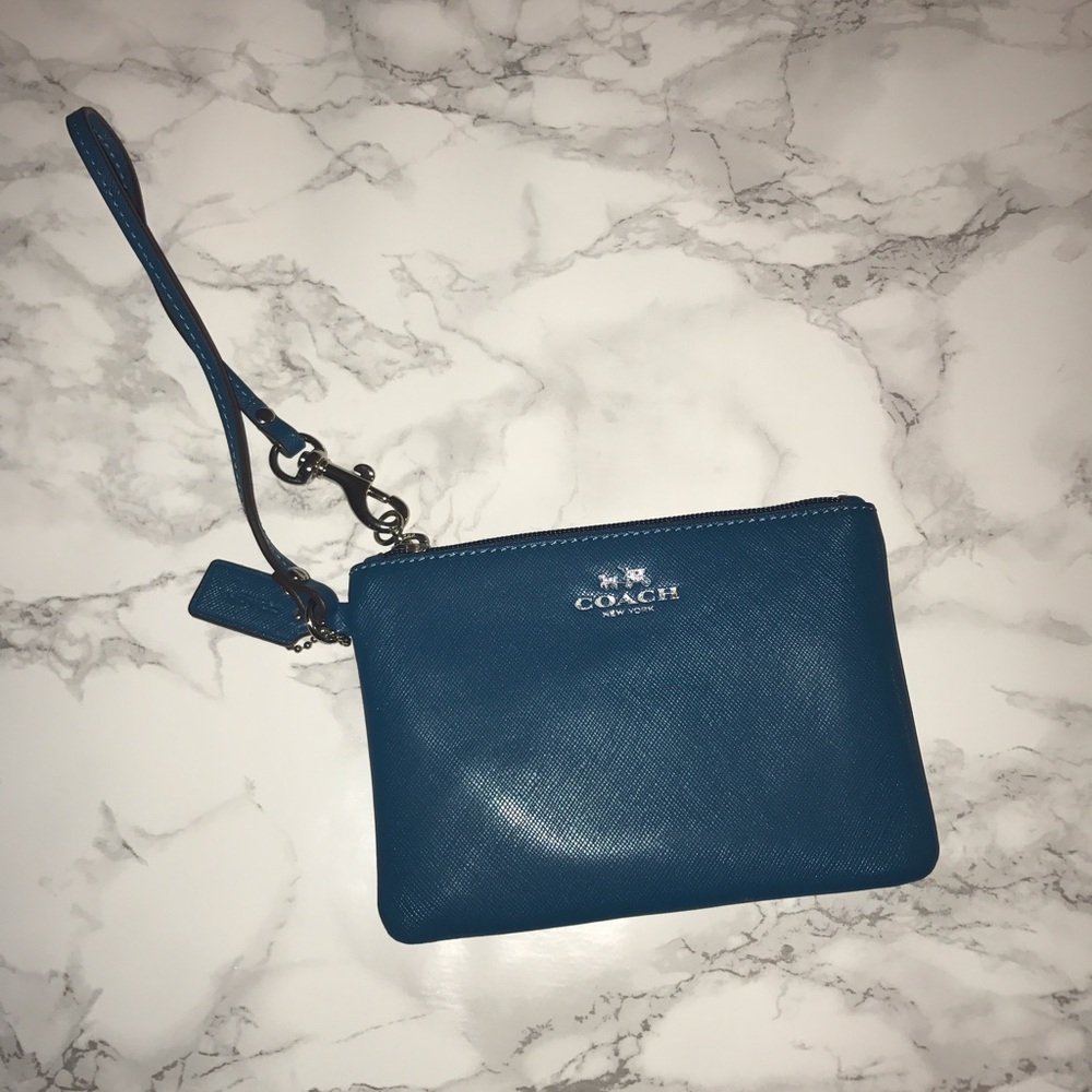 Dark Blue Coach Wristlet
