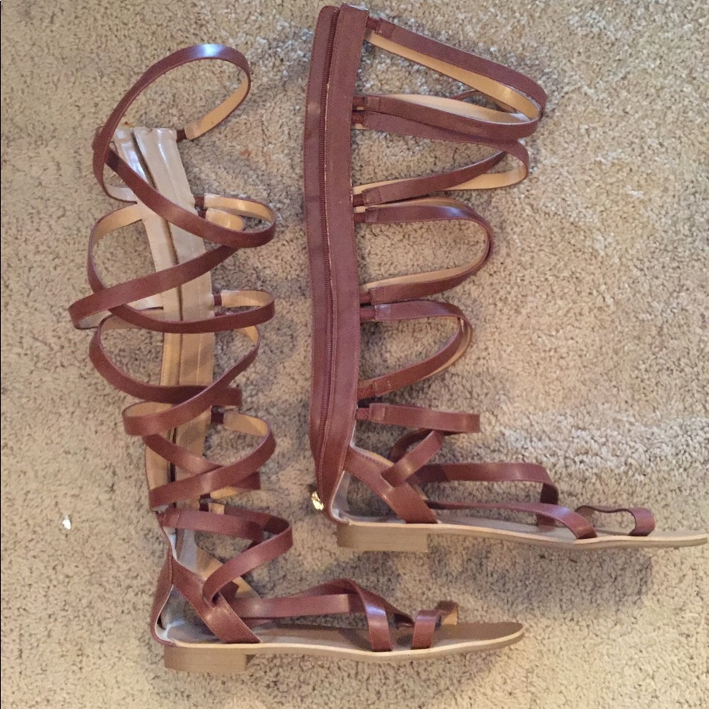 Brown tall gladiator sandals