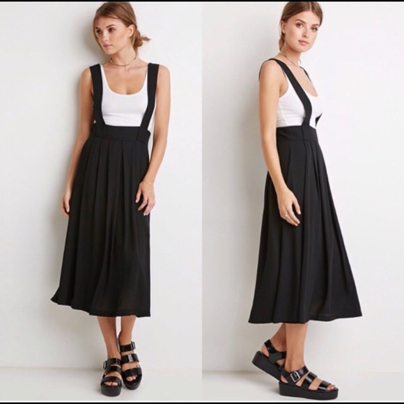 suspender midi skirt