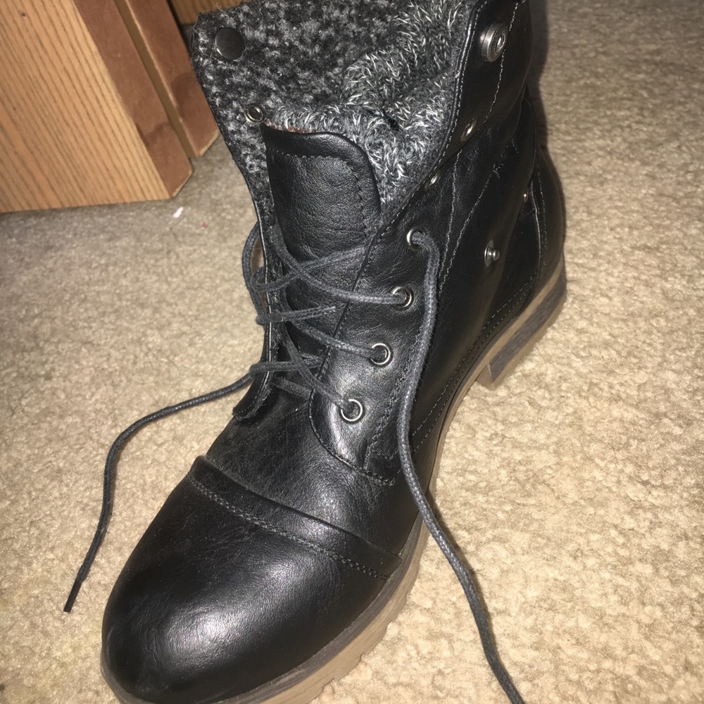 Black combat boots