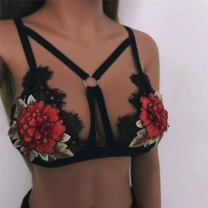 Flower appliqué bralette