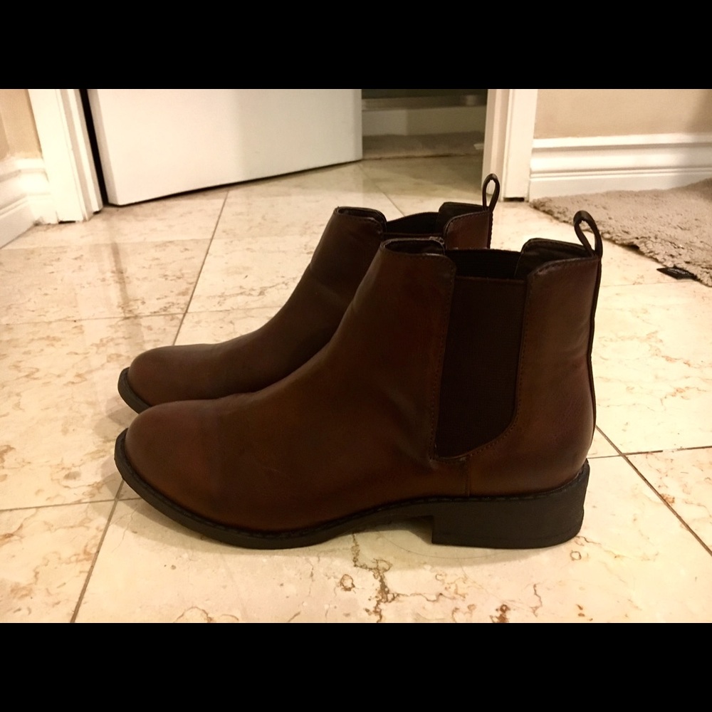 Dark Brown Forever 21 Chelsea Ankle Boots Booties