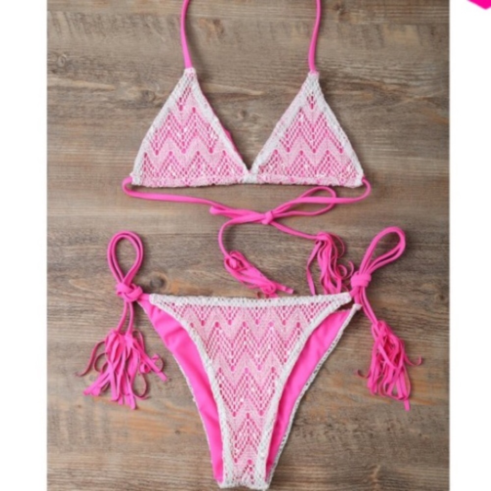 Hot croché pink bikini