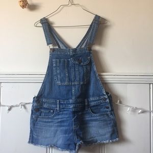 denim short overalls