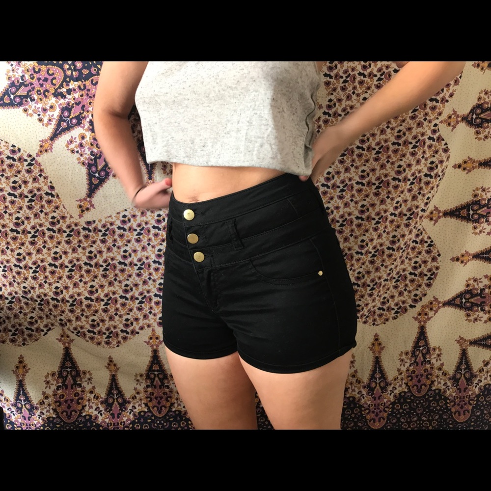 Rudge black button up shorts