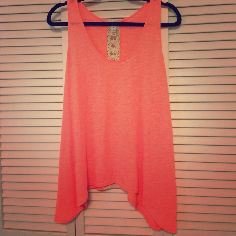 Orange Tank Top with Crochet Detail