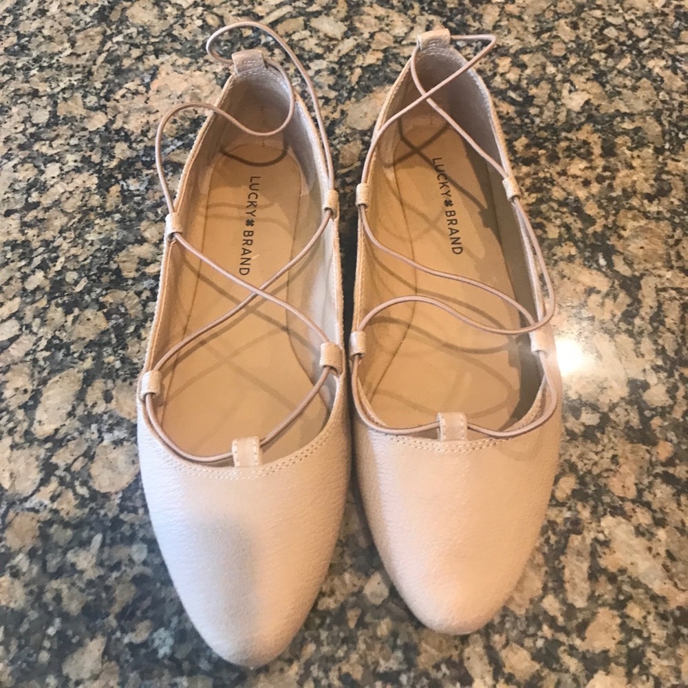 Lucky Brand lace up ballerina flats