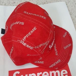 SUPREME red denim box logo camp cap red/metallic