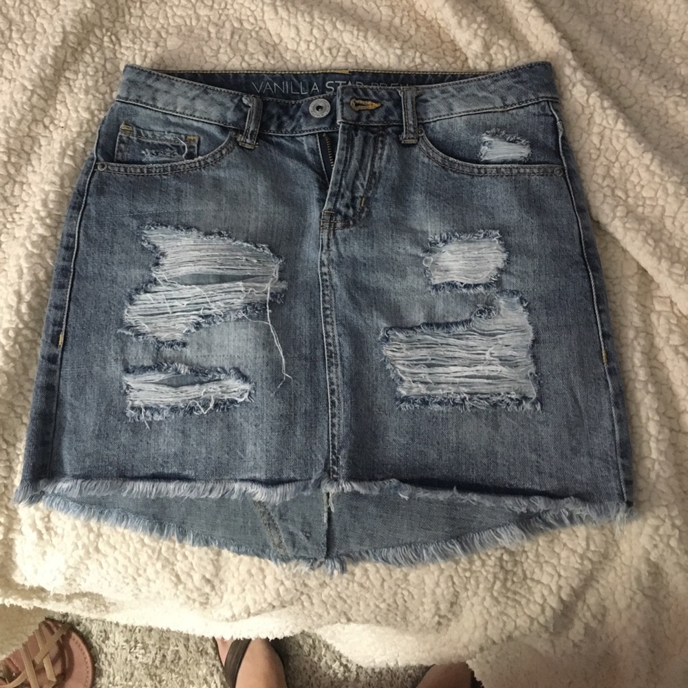 Denim torn skirt