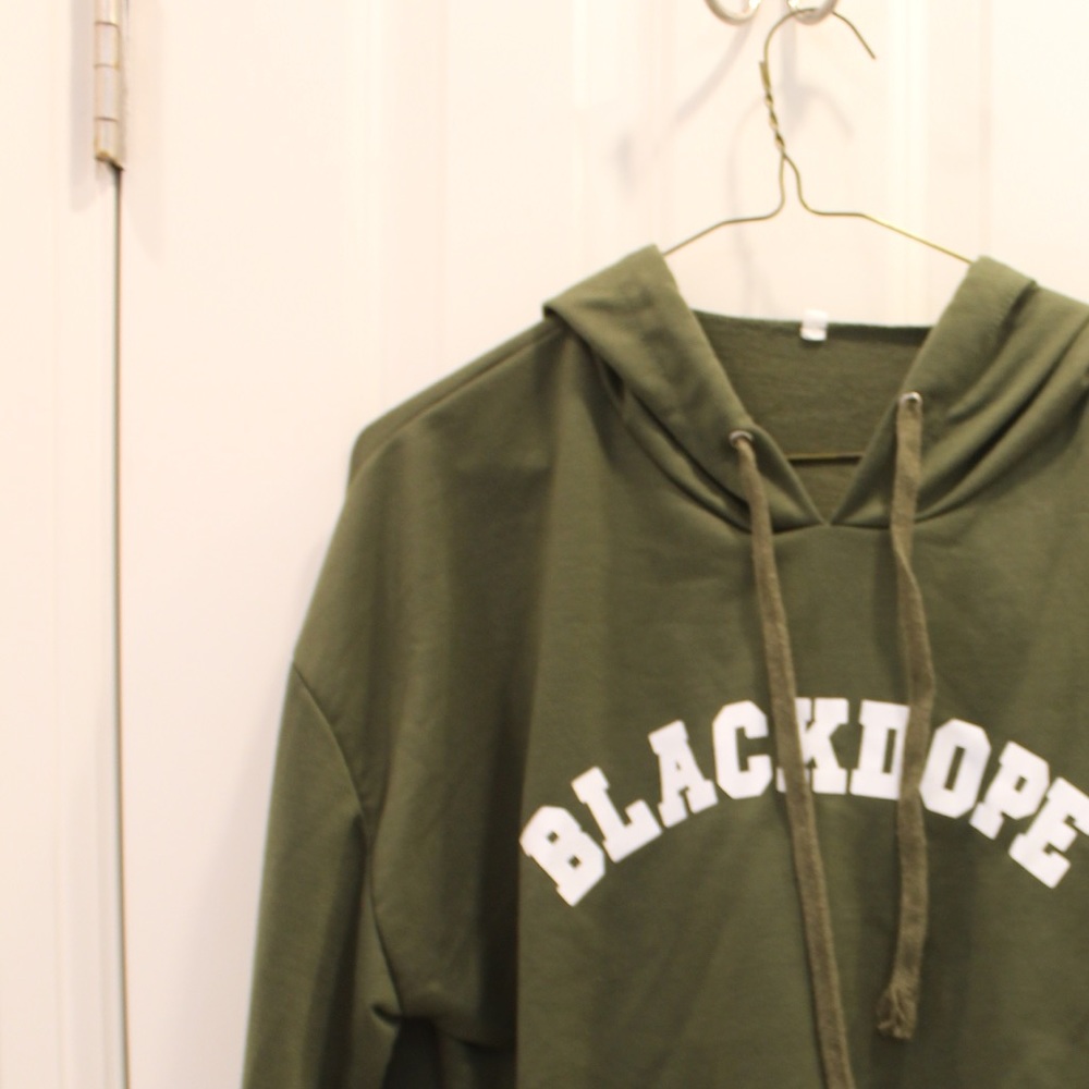 Army green crop top sweatshirt