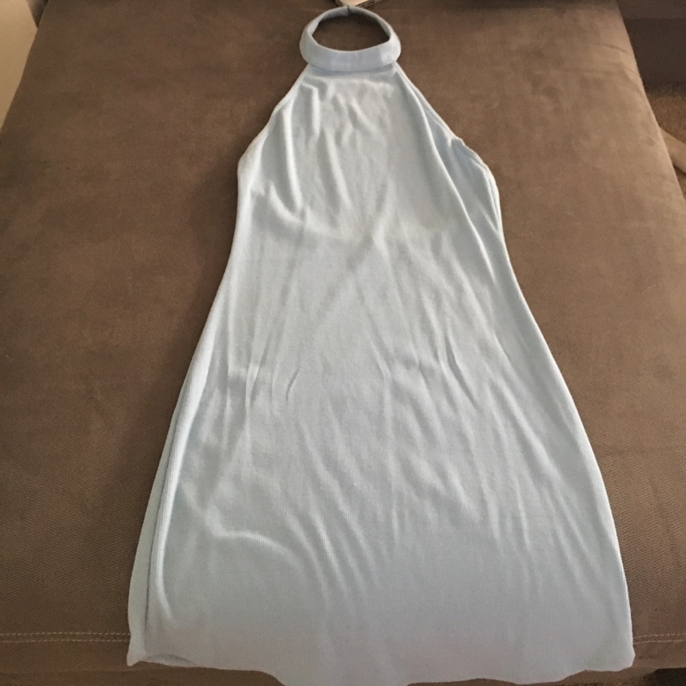 Tobi baby blue open back mini dress