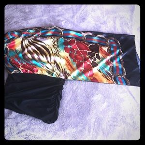 Super fun, one sleeved kimono styled shirt.