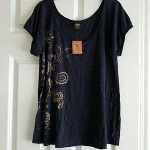 Lucky brand blue scoop neck tee size large