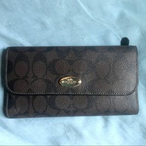 SOLD Coach Signature Logo Trifold Wallet